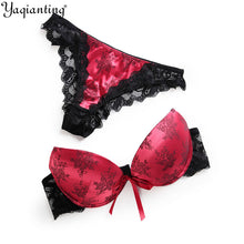 Yaqianting Women Bra Set High Quality Sexy Push Up Bra Satin Luxury Lace Flower Charming Underwear Brief Lingerie Plus size