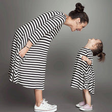 2017 Mother Daughter Dresses Casual Spring Summer Striped Family Look Matching Clothes Cotton Mom And Daughter Dress Clothing