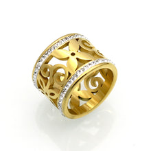 Mopera 2017 New Crystal Rings For Women White Rhinestone Stainless Steel Gold Color Wedding Female Flower Rings Teen Jewelry