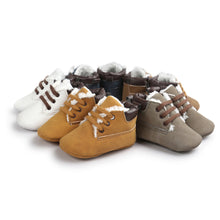2017 Autumn Winter Khaki Lace Up Baby Boots Warm Baby Boys Cotton Shoes Fleece Leisure Toddler Shoes Soft Indoor Footcovers