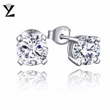 YL Trendy Round 925 Sterling Silver Stud Earrings with 6.5mm Natural Stone Earrings for Women Different Color Selection