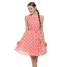 Meaneor 2017 sexy vestido summer dress dot print chiffon elegant casual bow dress women dresses White, Pink, Blue, Black