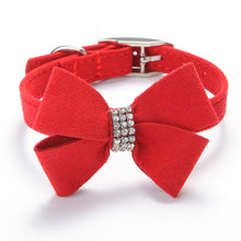 Soft velvet Adjustable necklace Collars for Dog Pet puppy Cat Rhinestone BOW cute small to large dog collar Free shipping