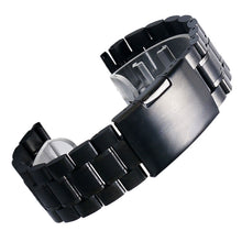 Black New Mens Black Stainless Steel Watch Band Strap Metal Bracelets For Men Wrist Watches Watchband Replacement + 2 Spring Bar