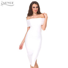 ADYCE 2017 new Celebrity Runway Bandage Dress white black red Sexy Off -Shoulder bodycon women evening party knee-length Dress