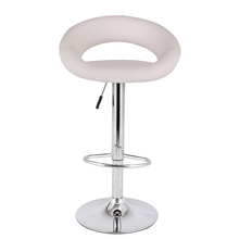 2pcs LANGRIA Gas Lift Height Adjustable Swivel Faux Leather Bar Stools Chairs with Crescent Shaped Backrest Chromed Base