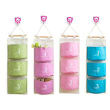 3PCS Cotton Fabric Wall Hanging Storage Bag For Organizer Sundry Storage Pocket For Decoration Kitchen Bathroom Living Room