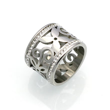 Mopera 2017 New Crystal Rings For Women White Rhinestone Stainless Steel Gold Color Wedding Female Flower Rings Teen Jewelry