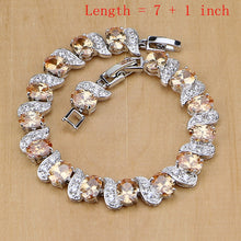 925 Sterling Silver Bridal Jewelry Champagne Zircon Jewelry Sets For Women Earrings/Pendant/Necklace/Rings/Bracelet