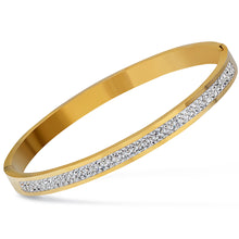 Two Row crystal rhinestone pave stainless steel love bracelets & bangles for women