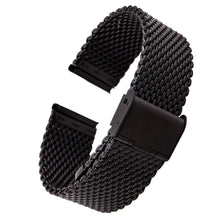 20mm/22mm Solid Milanese Mesh Stainless Steel Strap with Hook Buckle Classic Black Watch Band Straps Cinturino Orologio