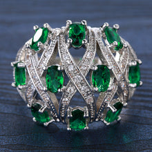 Fashion Full blue Crystal Big Wedding Rings For Women Romantic Ring Bague Femme silver-Color Ring Female jewelry Dropship