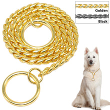 Snake Chain Dog Training Collar Pet Show Collar Heavy Duty Metal Chain P Choke Collars Strong Chrome Gold Black 3mm 4mm 5mm