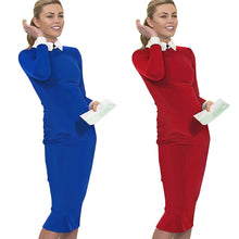 Nice-forever Career Women Autumn Turn-down Collar Fit Work Dress Vintage Elegant Business office Pencil bodycon Midi Dress 751