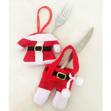 Houspace 6 Pcs Christmas Xmas New Year Santa Silverware Holders Christmas Decorations Pockets Dinner Decor 3 Clothes and 3 Pants