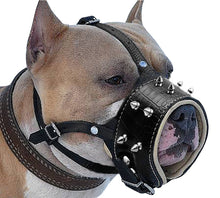 Cool Spiked Studded Pu Leather Dog Muzzle Anti Biting Padded Dogs Traning Muzzle No Bark Pet Mask For Pitbull Labrador