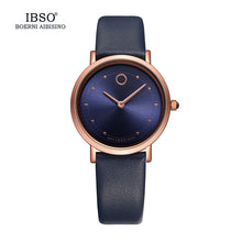IBSO 7.6MM Ultra-Thin Women Watches 2017 Fashion Waterproof Quartz Watch Women Luxury Genuine Leather Strap Montre Femme