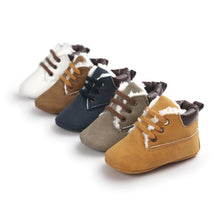 2017 Autumn Winter Khaki Lace Up Baby Boots Warm Baby Boys Cotton Shoes Fleece Leisure Toddler Shoes Soft Indoor Footcovers