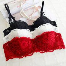 Half Cup women sexy bra set Plus Size D underwear thin cotton red lace Bras and Panties Set White brassiere embroidery lingerie