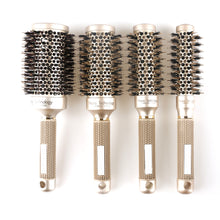 Nano Ceramic Alunimium Hair Round Brush With Boar Bristle Hair Gold Hairdressing Round Brush For Barber 4 Sizes Styling Comb