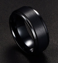 Mens Rings BASIC 8MM Wedding Band Black Pure Tungsten Carbide Engagement Ring for Men Matte Brushed Center Jewelry bague homme