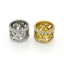 Mopera 2017 New Crystal Rings For Women White Rhinestone Stainless Steel Gold Color Wedding Female Flower Rings Teen Jewelry