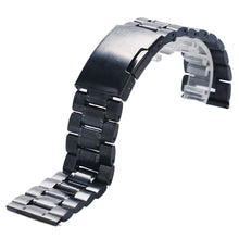 Black New Mens Black Stainless Steel Watch Band Strap Metal Bracelets For Men Wrist Watches Watchband Replacement + 2 Spring Bar