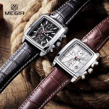 MEGIR Original Watch Men Top Brand Luxury Quartz Military Watches Genuine Leather Dress Wristwatch Mens Clock Relogio Masculino