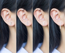 New Fashion 925 Sterling Silver straight Bar /Stick Stud Earrings Piercing Vertical Bar Gift for Men Women geometric GTLE492-1