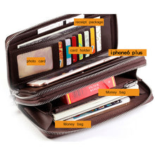 Luxury Brand Business Men Wallets Long PU Leather Cell Phone Clutch Wallet Purse Hand Bag Top Zipper Large Wallet Card Holders