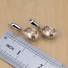 925 Sterling Silver Bridal Jewelry Champagne Zircon Jewelry Sets For Women Earrings/Pendant/Necklace/Rings/Bracelet