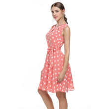 Meaneor 2017 sexy vestido summer dress dot print chiffon elegant casual bow dress women dresses White, Pink, Blue, Black