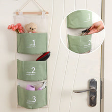3PCS Cotton Fabric Wall Hanging Storage Bag For Organizer Sundry Storage Pocket For Decoration Kitchen Bathroom Living Room