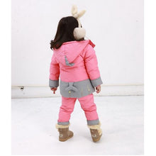 cartoon baby Children boys girls winter warm down jacket suit set thick coat+jumpsuit baby clothes set kids jacket animal Horse