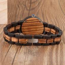 BOBO BIRD N28N30 Zebra Ebony Wooden Watches for Men Women Two-tone Quartz Lovers Watch with Tool for Adjusting Size Wood Box