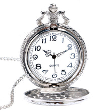 Men Women Free Drop Shipping Silver Gold Railway Locomotive Carving Steampunk Quartz Pocket Watch With Necklace Chain Gift