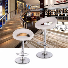 2pcs LANGRIA Gas Lift Height Adjustable Swivel Faux Leather Bar Stools Chairs with Crescent Shaped Backrest Chromed Base