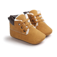 2017 Autumn Winter Khaki Lace Up Baby Boots Warm Baby Boys Cotton Shoes Fleece Leisure Toddler Shoes Soft Indoor Footcovers