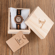 BOBO BIRD N28N30 Zebra Ebony Wooden Watches for Men Women Two-tone Quartz Lovers Watch with Tool for Adjusting Size Wood Box