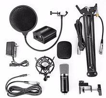 Neewer NW-700 Condenser Microphone & NW-35 Scissor Arm Stand XLR Cable and Mounting Clamp & NW-3 Pop Filter Phantom Adapter Kit