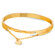 Heart Charm Elegant Bangle Bracelet For Women Rose Gold Color Stainless Steel Stellux Austrian Crystal With Roman Letter