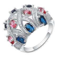Fashion Full blue Crystal Big Wedding Rings For Women Romantic Ring Bague Femme silver-Color Ring Female jewelry Dropship