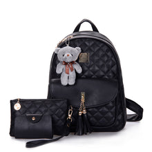 3 Pcs Bear Backpack Women Bag Diamond Lattice School Bags For Girls Backpacks For Women 2017 New Tassel Shoulder Bags Sac A Dos