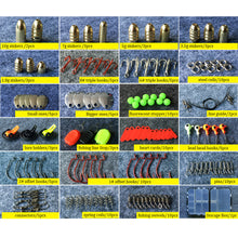 20Kinds 128pcs Fishing Accessories Hooks Swivels Weight Fishing Sinker Stoppers Connectors Sequins Lures Fishing Tackle Box