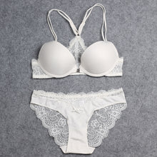 BRESNA Backless Bra With Lace Front Closure Bra Set Push Up Y-line Straps Ladies Lingerie Underwear Sexy Brassiere White Black