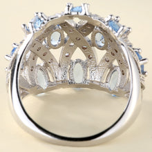 Fashion Full blue Crystal Big Wedding Rings For Women Romantic Ring Bague Femme silver-Color Ring Female jewelry Dropship