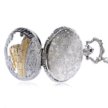 Men Women Free Drop Shipping Silver Gold Railway Locomotive Carving Steampunk Quartz Pocket Watch With Necklace Chain Gift