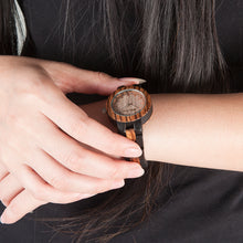 BOBO BIRD N28N30 Zebra Ebony Wooden Watches for Men Women Two-tone Quartz Lovers Watch with Tool for Adjusting Size Wood Box