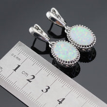 Australia White Opal Stones Silver Color Jewelry Sets For Women Necklace Pendant Drop Earrings Rings Christmas Gift Free Box